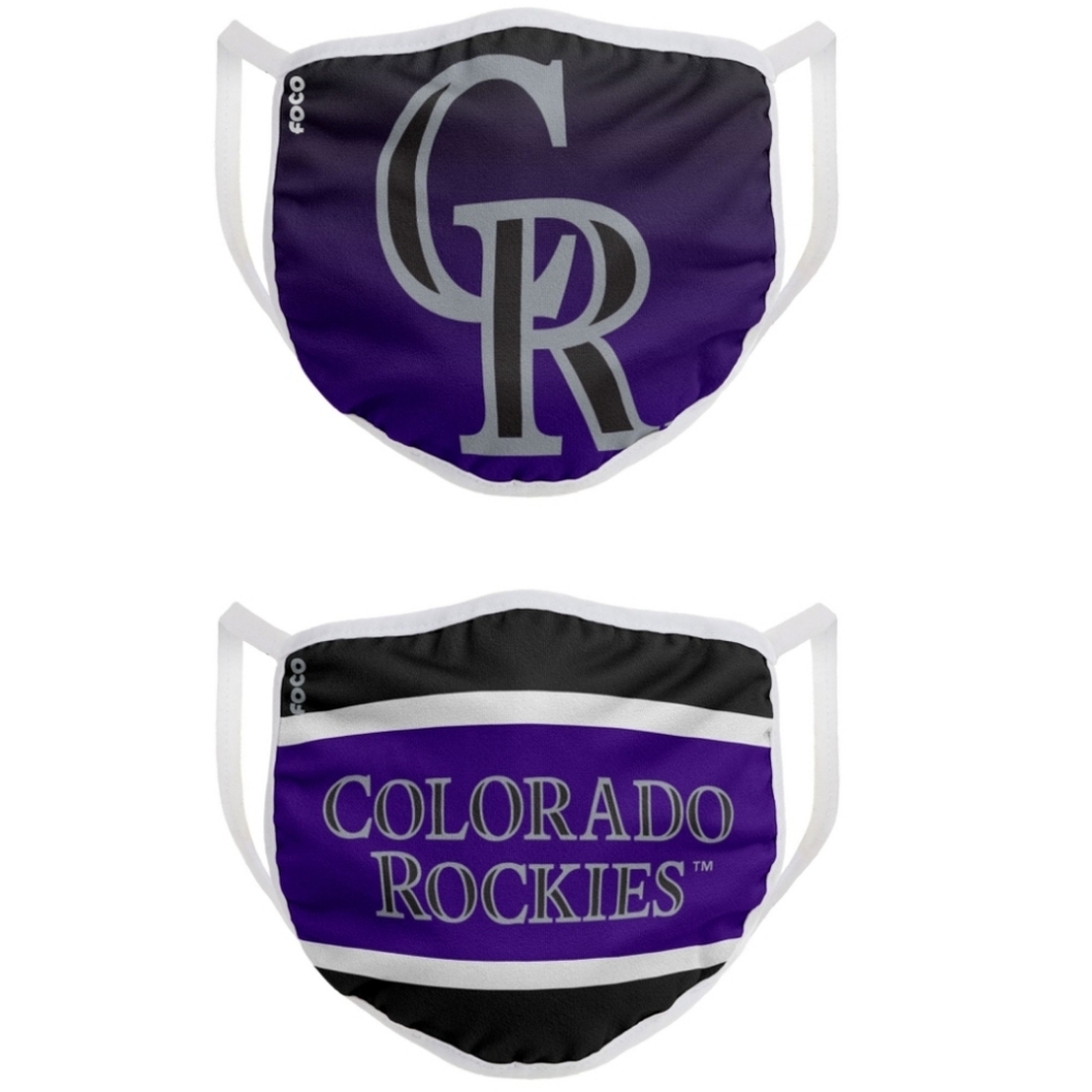 Official Colorado Rockies FOCO Adult Printed Face Mask Covering 2-Pack.